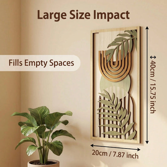 Trio d’art mural en bois – Sauge & lignes florales